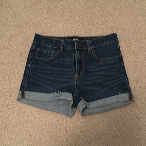 Dark blue high rise midi Aero shorts